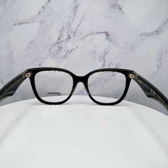 New Burberry Eyeglasses Square Black Checkered Interior 53-19-140 w/ Box & Case - Picture 6 of 12